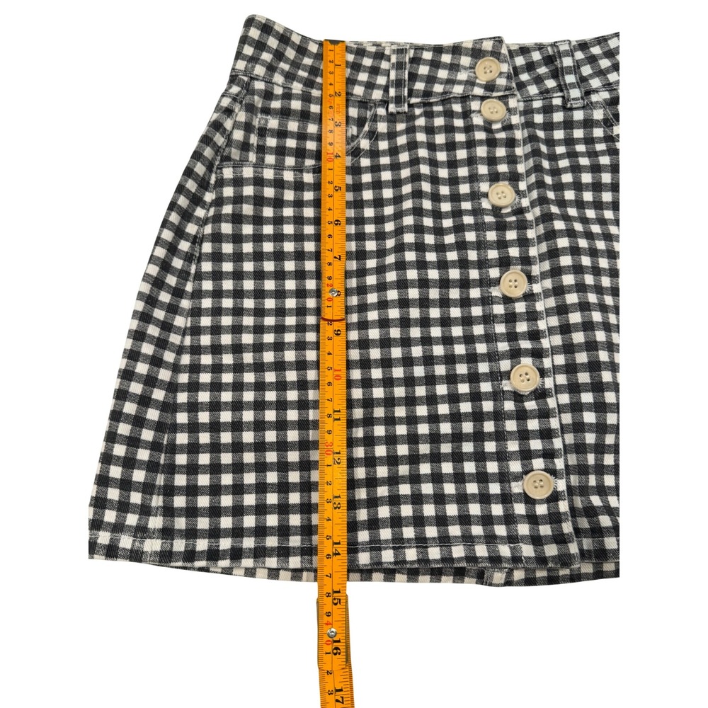 Reformation Bianca Skirt Mia Gingham Black White Front Button Mini Skirt 27 - Picture 8 of 8